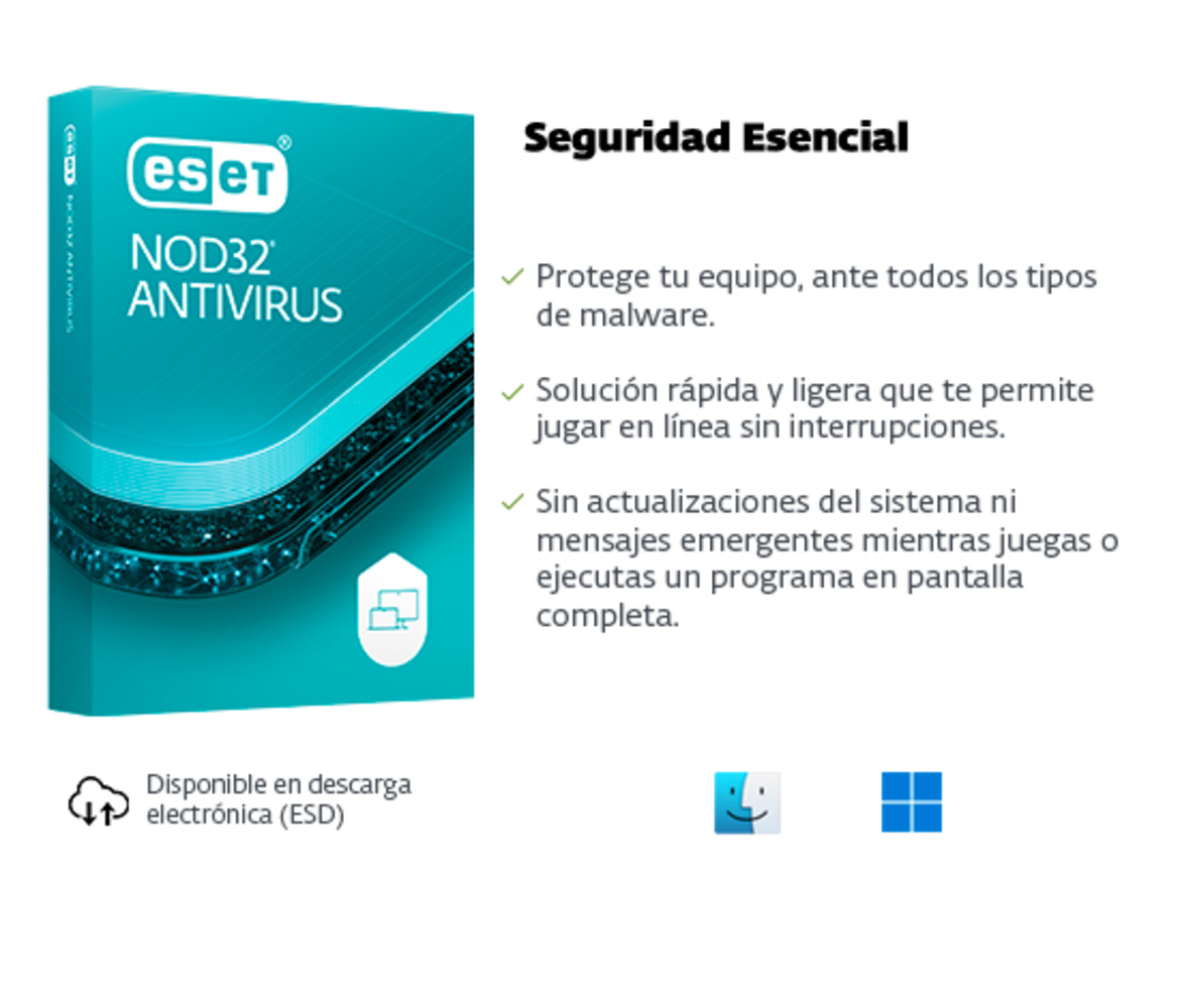 ESD ESET Nod32 Antivirus 4 Lic  1 Año