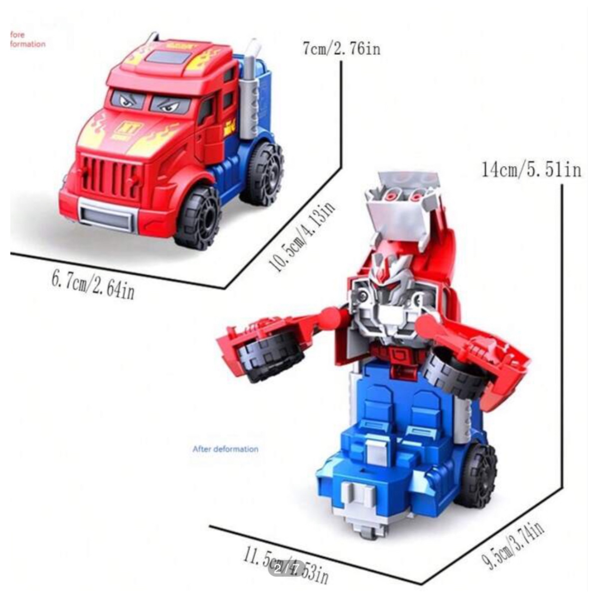 Camión Monster Transformer Camion De Fricción Juguete 2pz