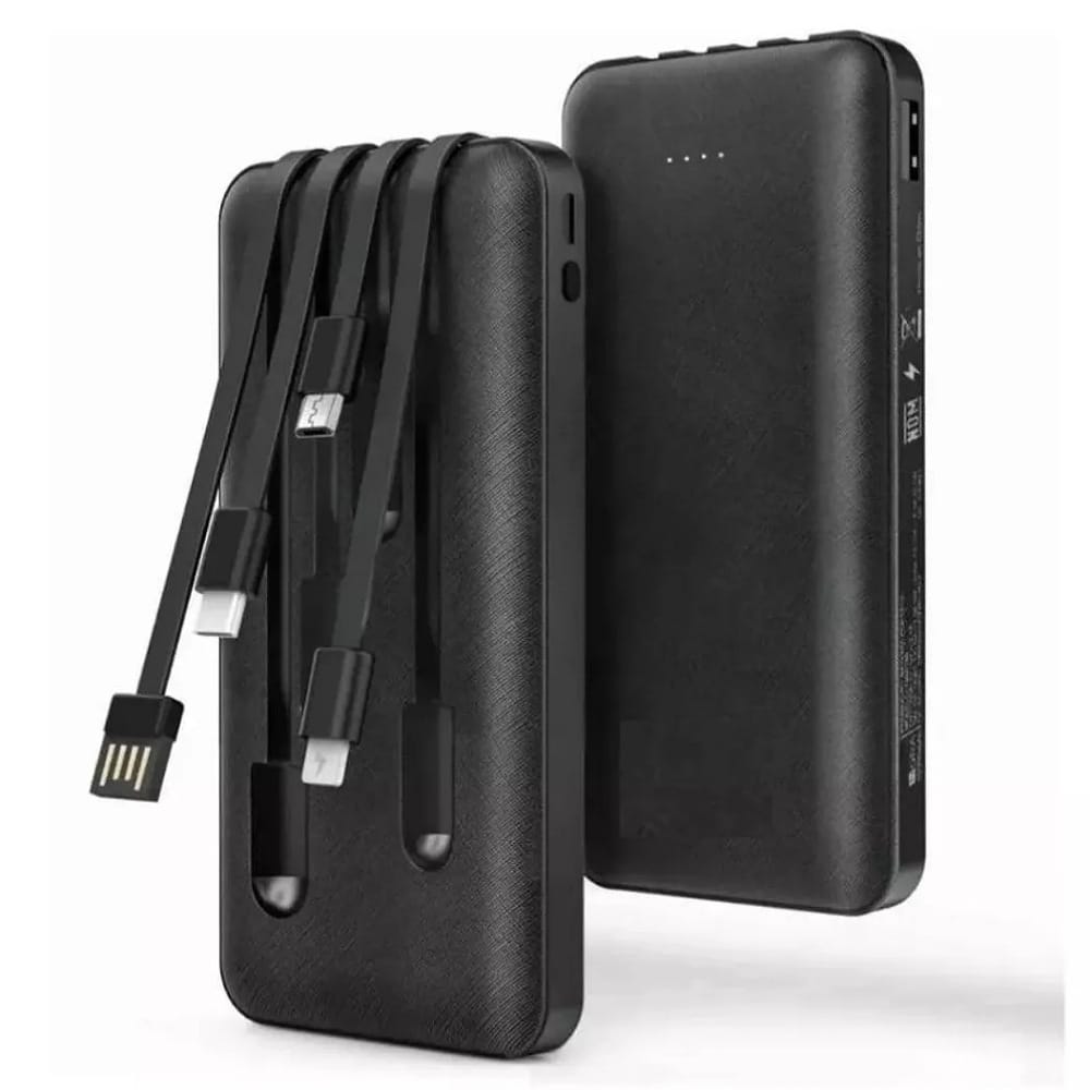 Power Bank 1hora 10000mah Carga 2.1A Bateria Portátil con 4 Cables Micro USB / V8 IP Tipo C GAR148 1hora