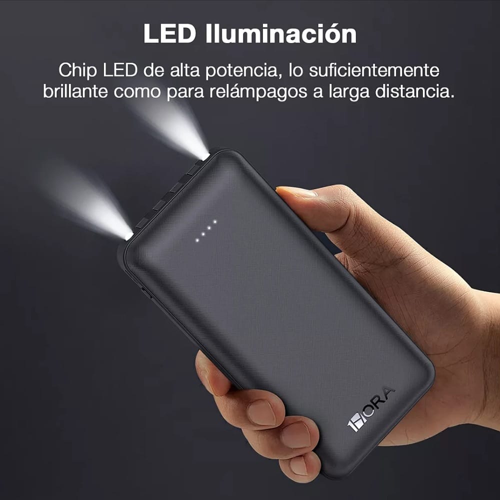 Power Bank 1hora 10000mah Carga 2.1A Bateria Portátil con 4 Cables Micro USB / V8 IP Tipo C GAR148 1hora