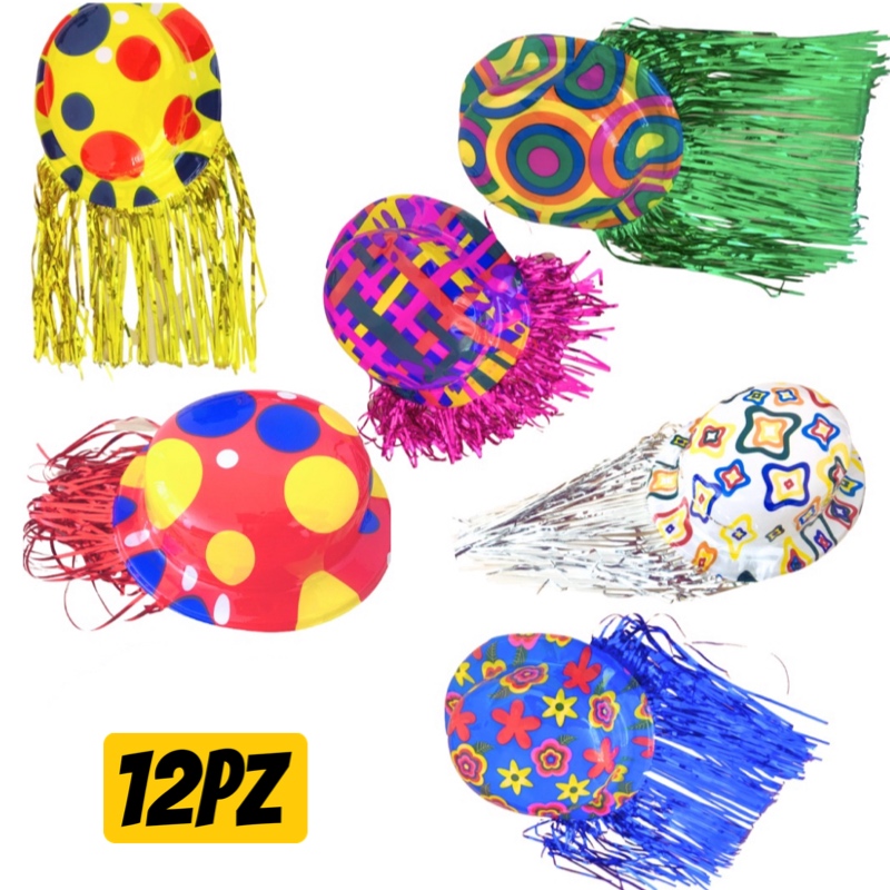 12 Sombreros Bombin Peluca Metalica Batucada Disfraz