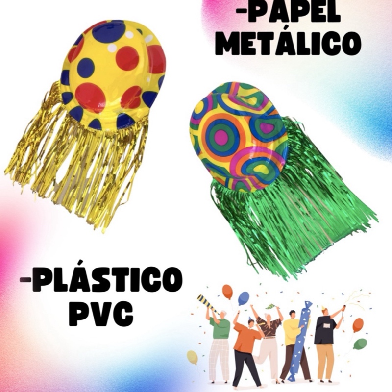 12 Sombreros Bombin Peluca Metalica Batucada Disfraz