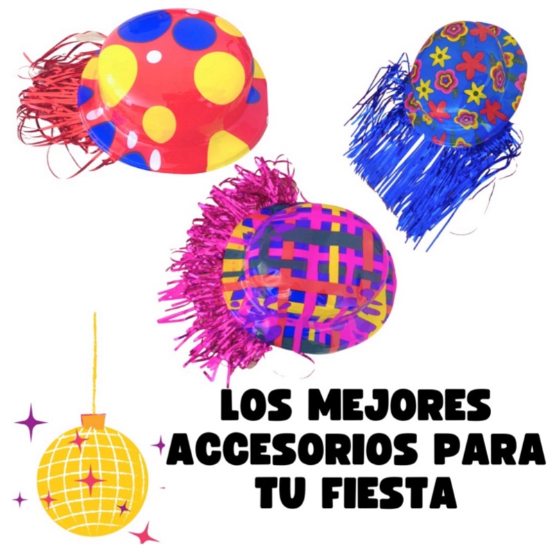 12 Sombreros Bombin Peluca Metalica Batucada Disfraz