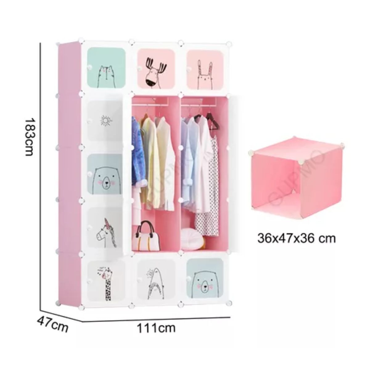 Closet Armario Portátil Closet Recamara Organizado 15 Puerta ROSA