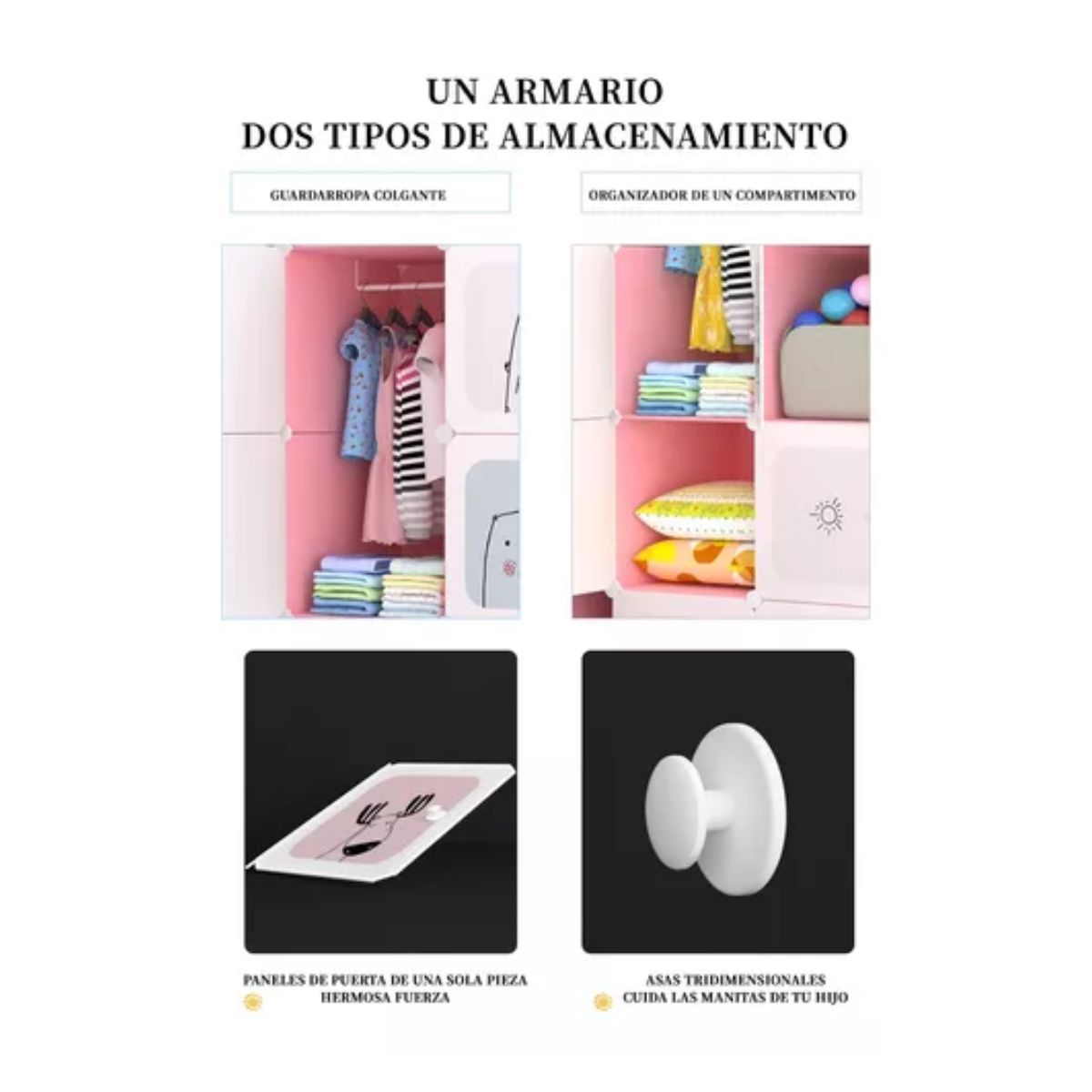 Closet Armario Portátil Closet Recamara Organizado 15 Puerta ROSA