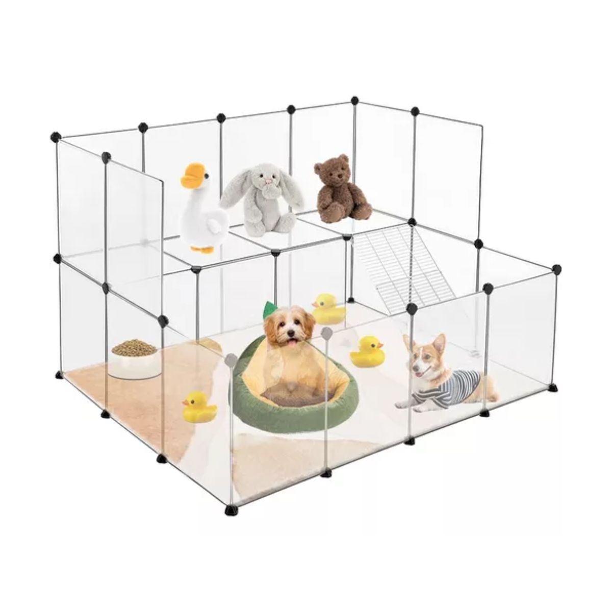 Diy Casa Transparente Plegable Pet Fence Perro Conejo Gato  TRANSPARENTE