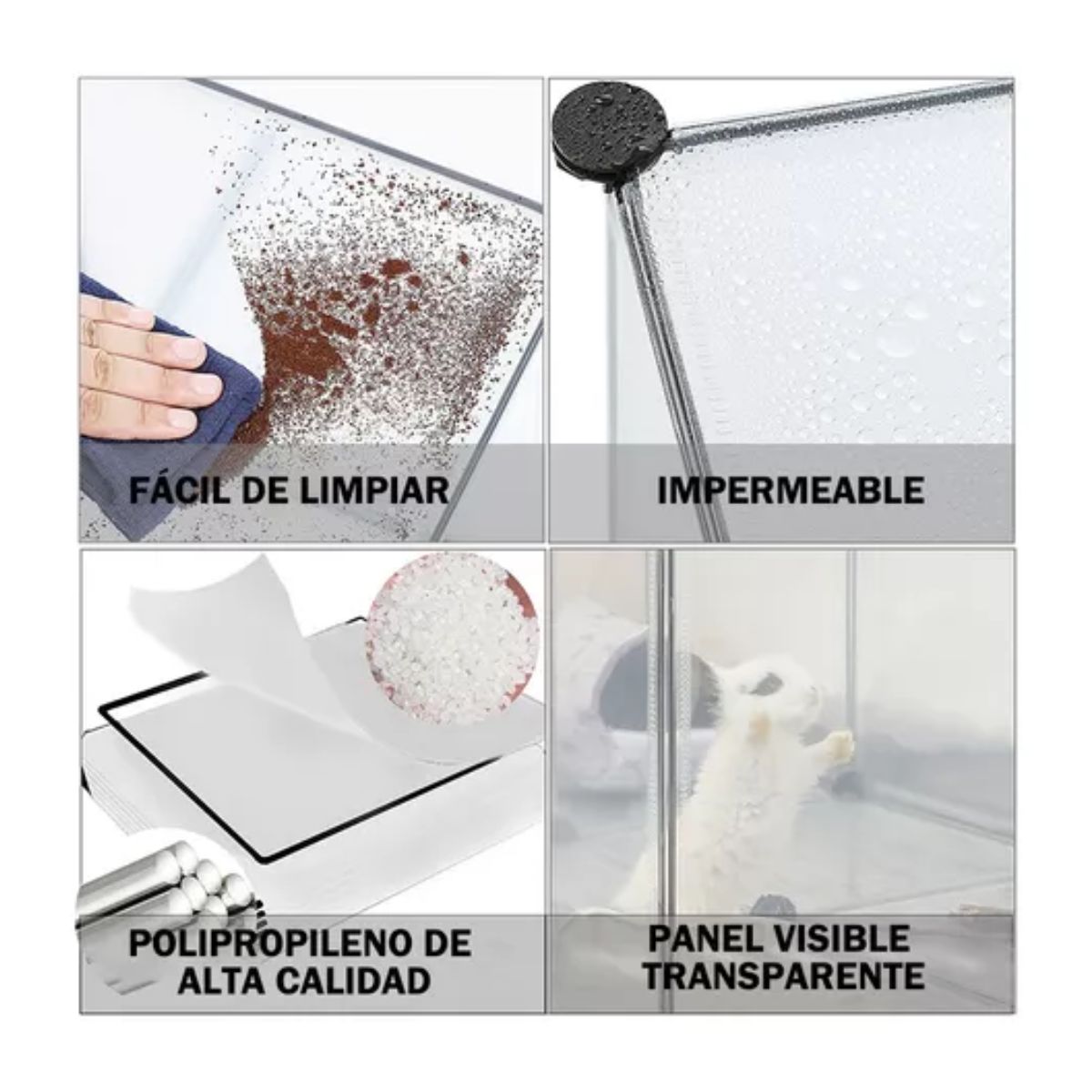 Diy Casa Transparente Plegable Pet Fence Perro Conejo Gato  TRANSPARENTE