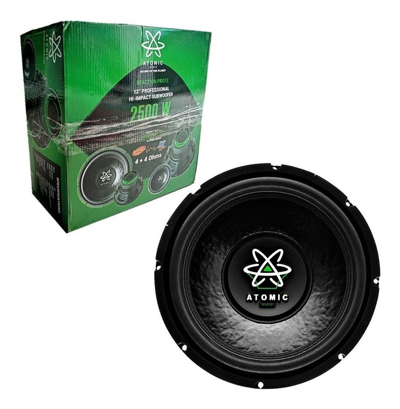 Subwoofer Atomic Audio REACTIONPRO12 2500 Watts 12 Pulgadas 4 Ohms Doble Bobina