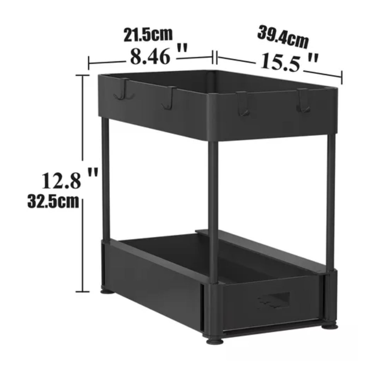 Estante Organizador Cocina De 2 Niveles Con Cajón Deslizante NEGRO