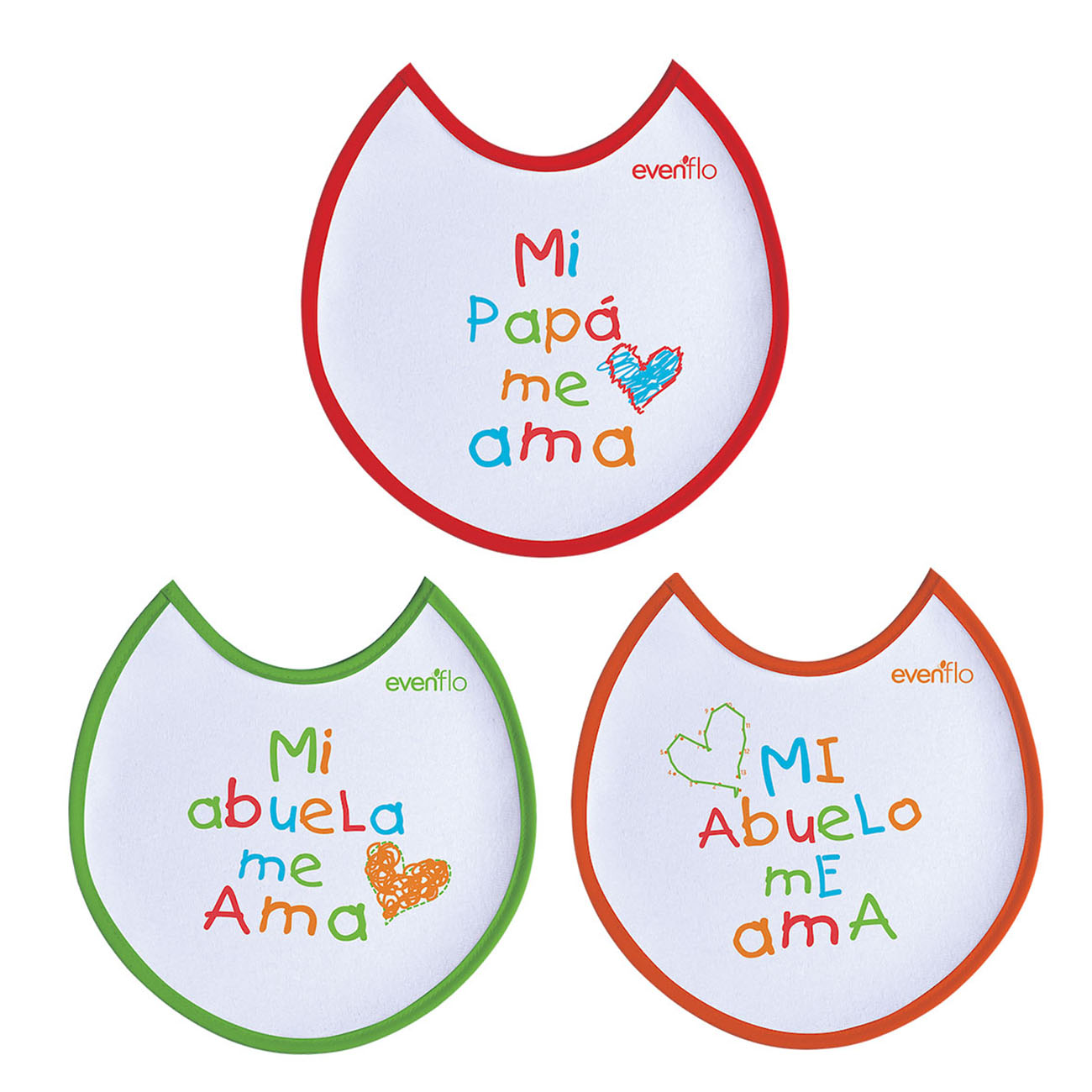 Baberos Evenflo Frases CH Paquete 3 piezas