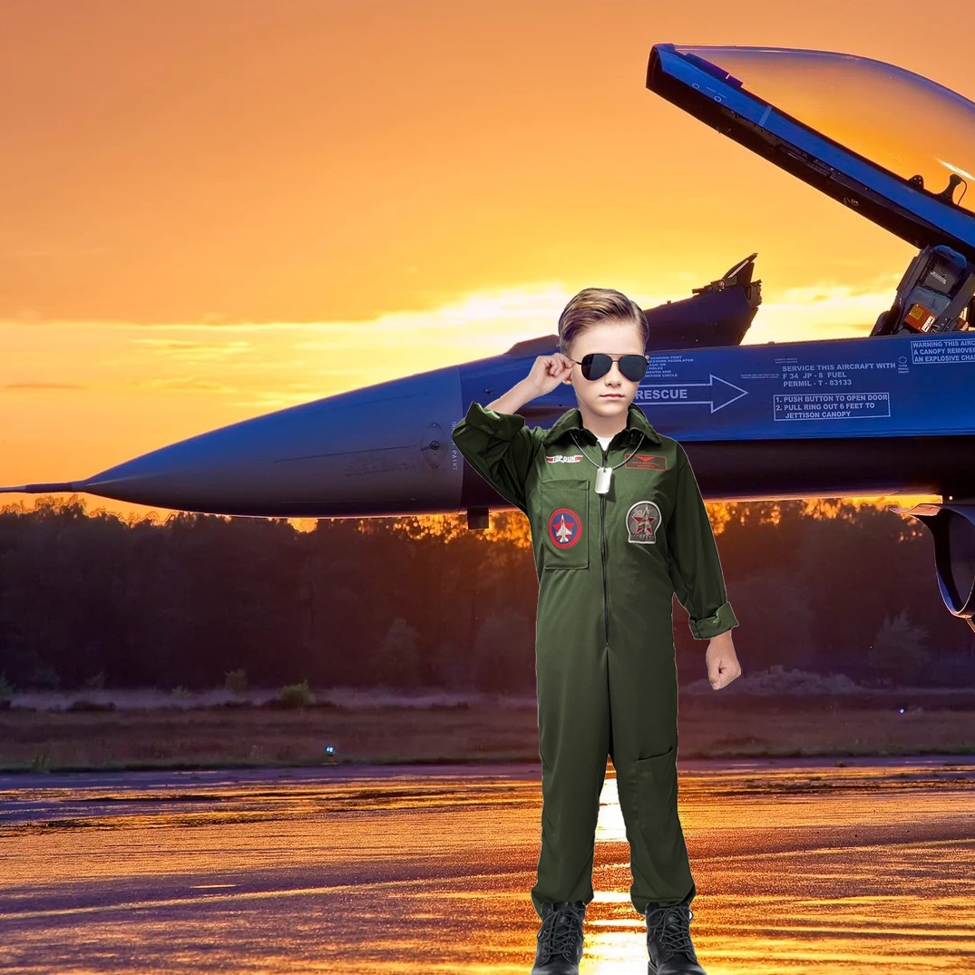 Disfraces de Pilotos de Combate - Disfraz Piloto de Avión Traje Top Gun Uniforme