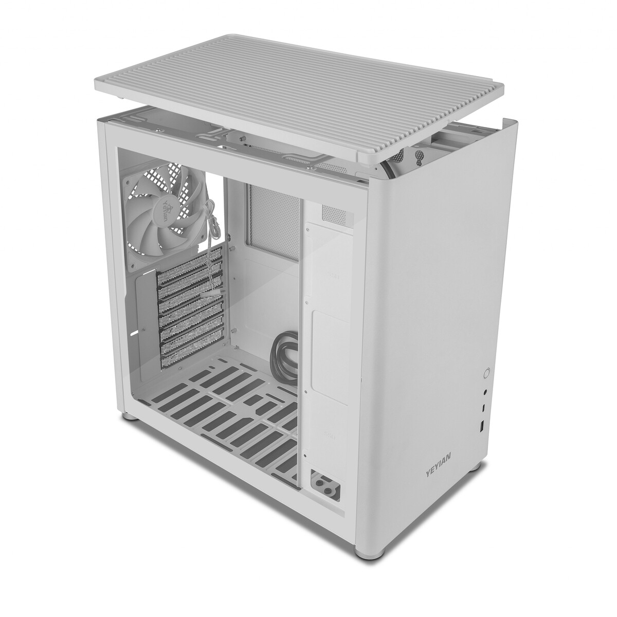 Gabinete Yeyian Hussar Plus con Ventana, Midi-Tower, ATX/Micro-ATX/Mini-ITX, USB 3.2, sin Fuente, 1 Ventilador Instalado, Blanco