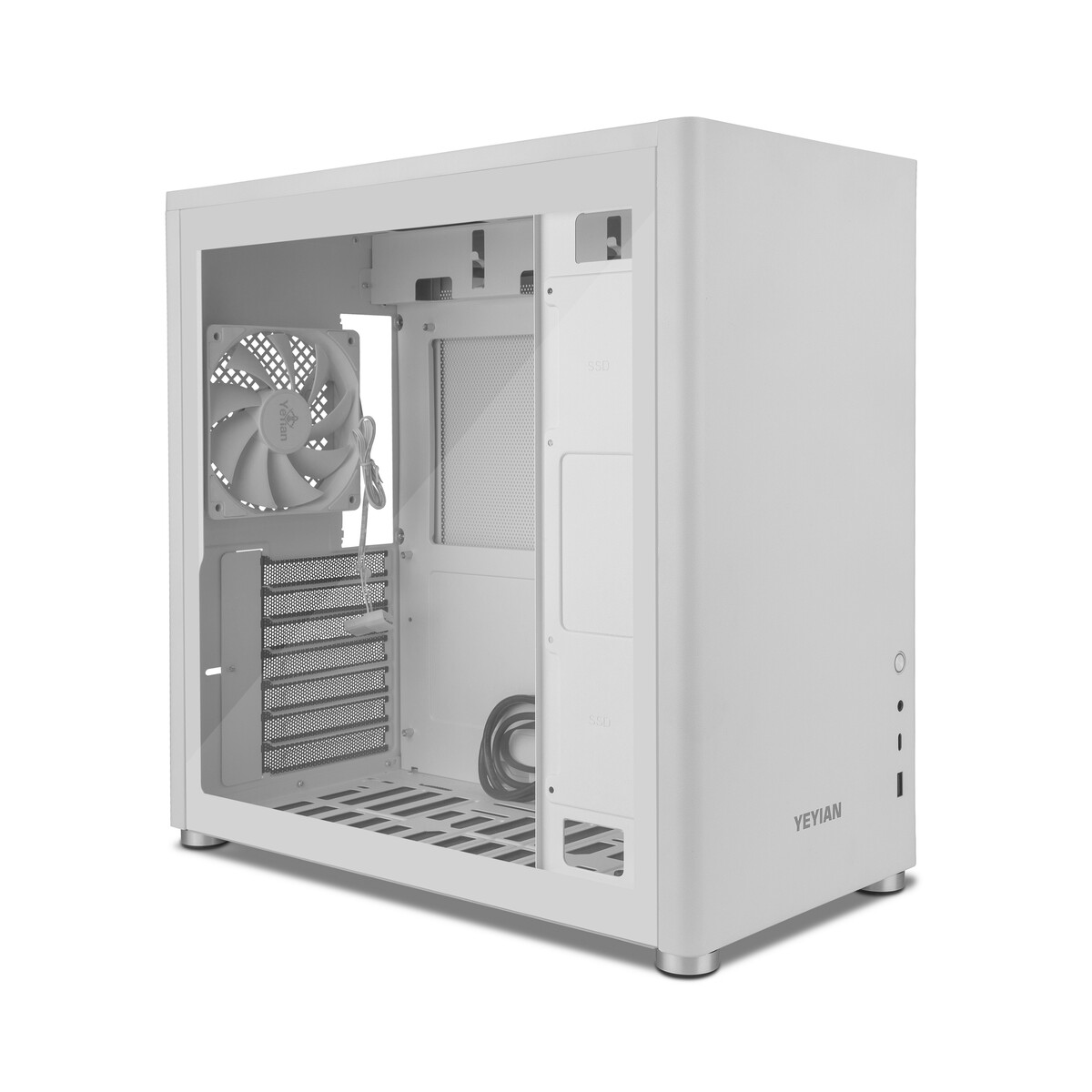 Gabinete Yeyian Hussar Plus con Ventana, Midi-Tower, ATX/Micro-ATX/Mini-ITX, USB 3.2, sin Fuente, 1 Ventilador Instalado, Blanco