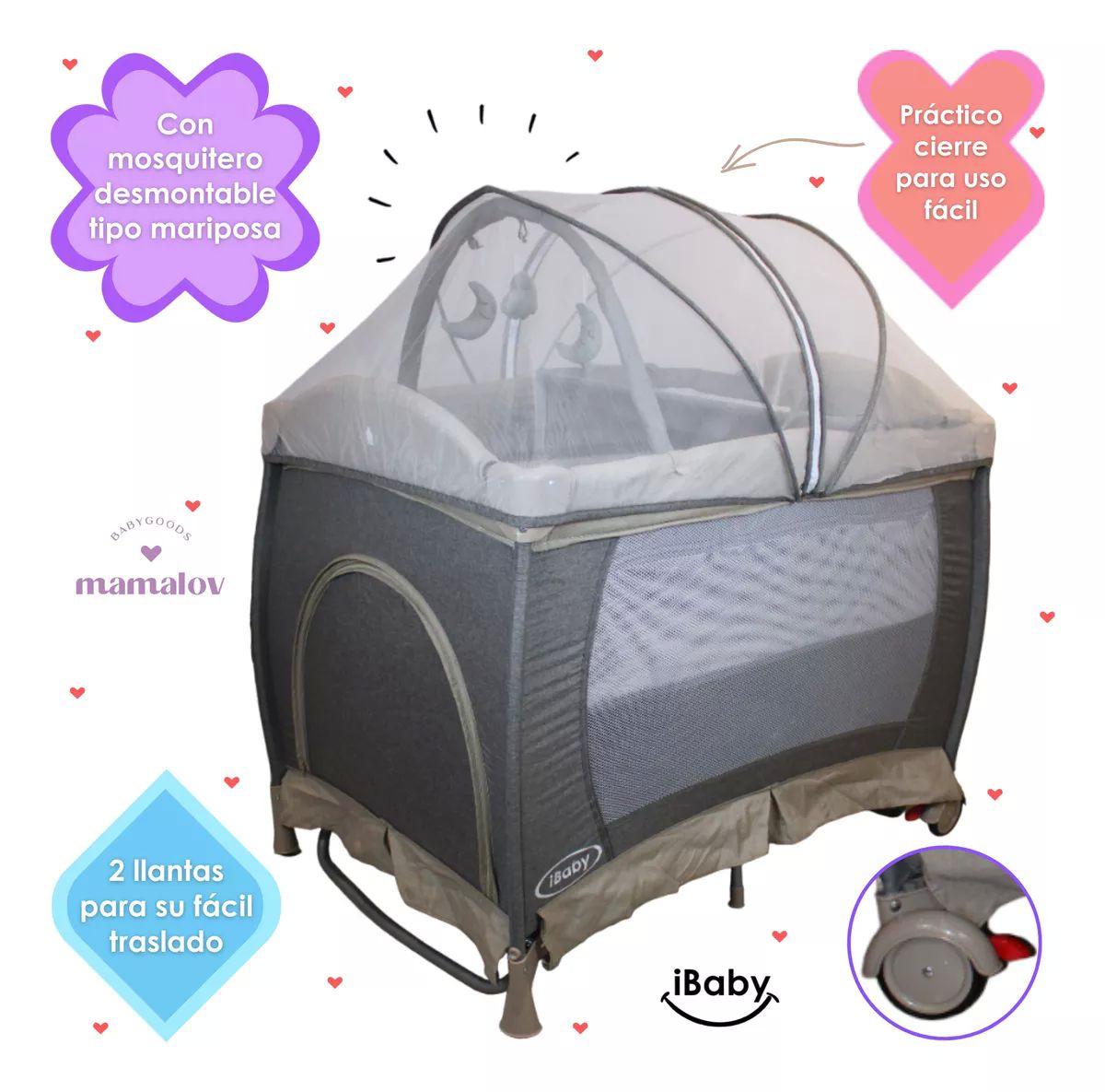 Cuna Mecedora Corral Para Bebé Ibaby Milan 3 En 1 | Beige