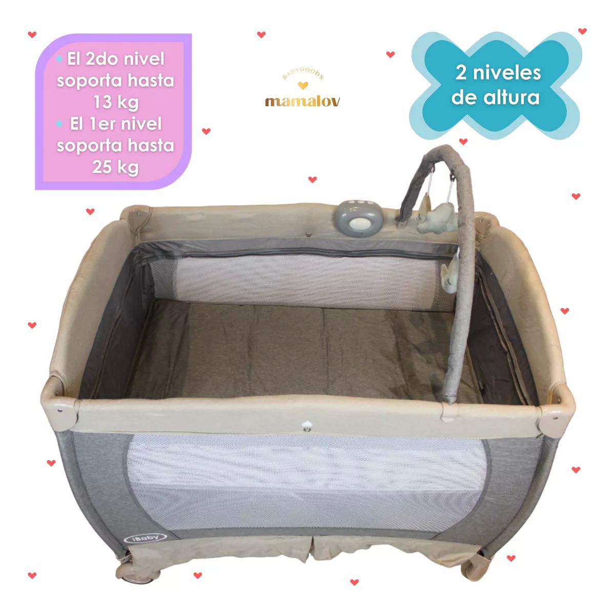 Cuna Mecedora Corral Para Bebé Ibaby Milan 3 En 1 | Beige