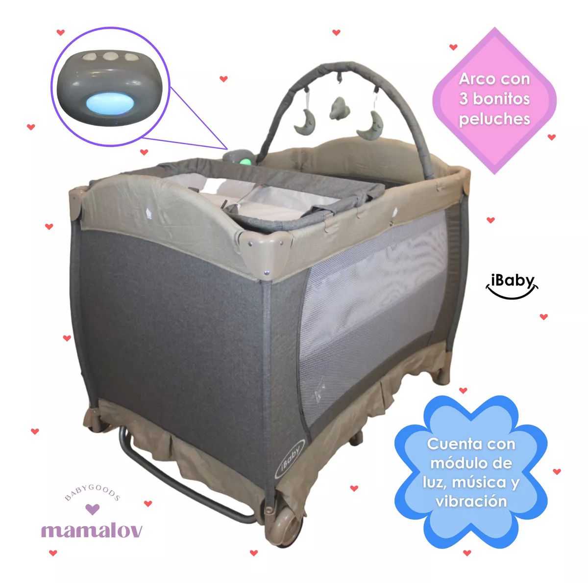 Cuna Mecedora Corral Para Bebé Ibaby Milan 3 En 1 | Beige