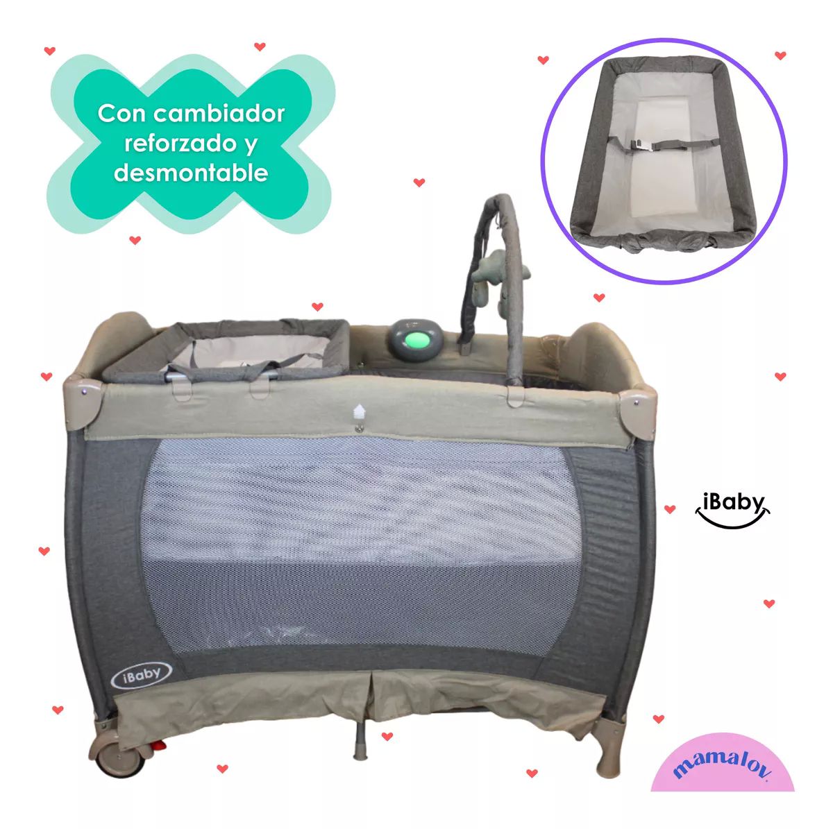 Cuna Mecedora Corral Para Bebé Ibaby Milan 3 En 1 | Beige