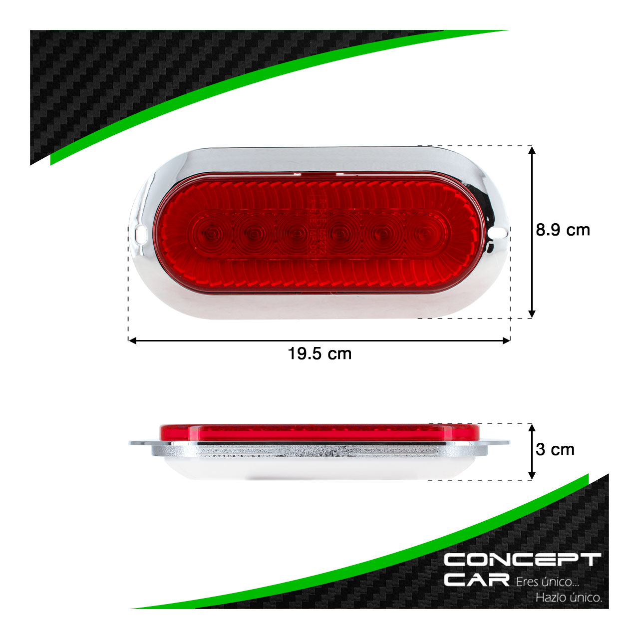 Plafon 6 Led Gel Ovalado Turbine  4 Funcion Universal 12-24v