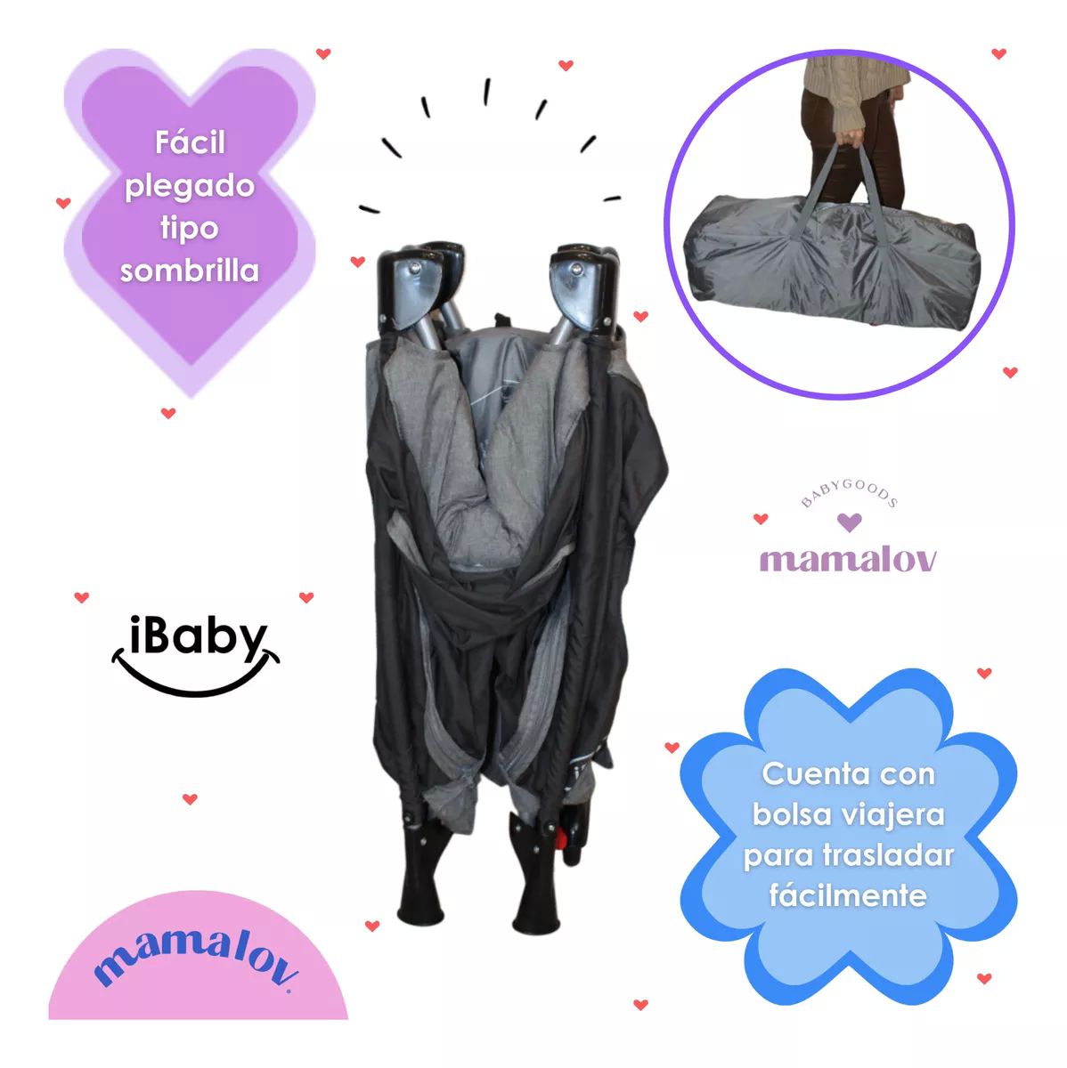 Cuna Corral Mecedora Para Bebé Ibaby Milan 3 En 1 | Negro