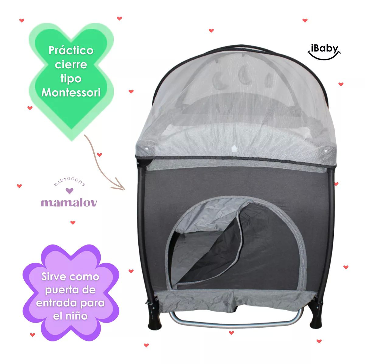 Cuna Corral Mecedora Para Bebé Ibaby Milan 3 En 1 | Negro