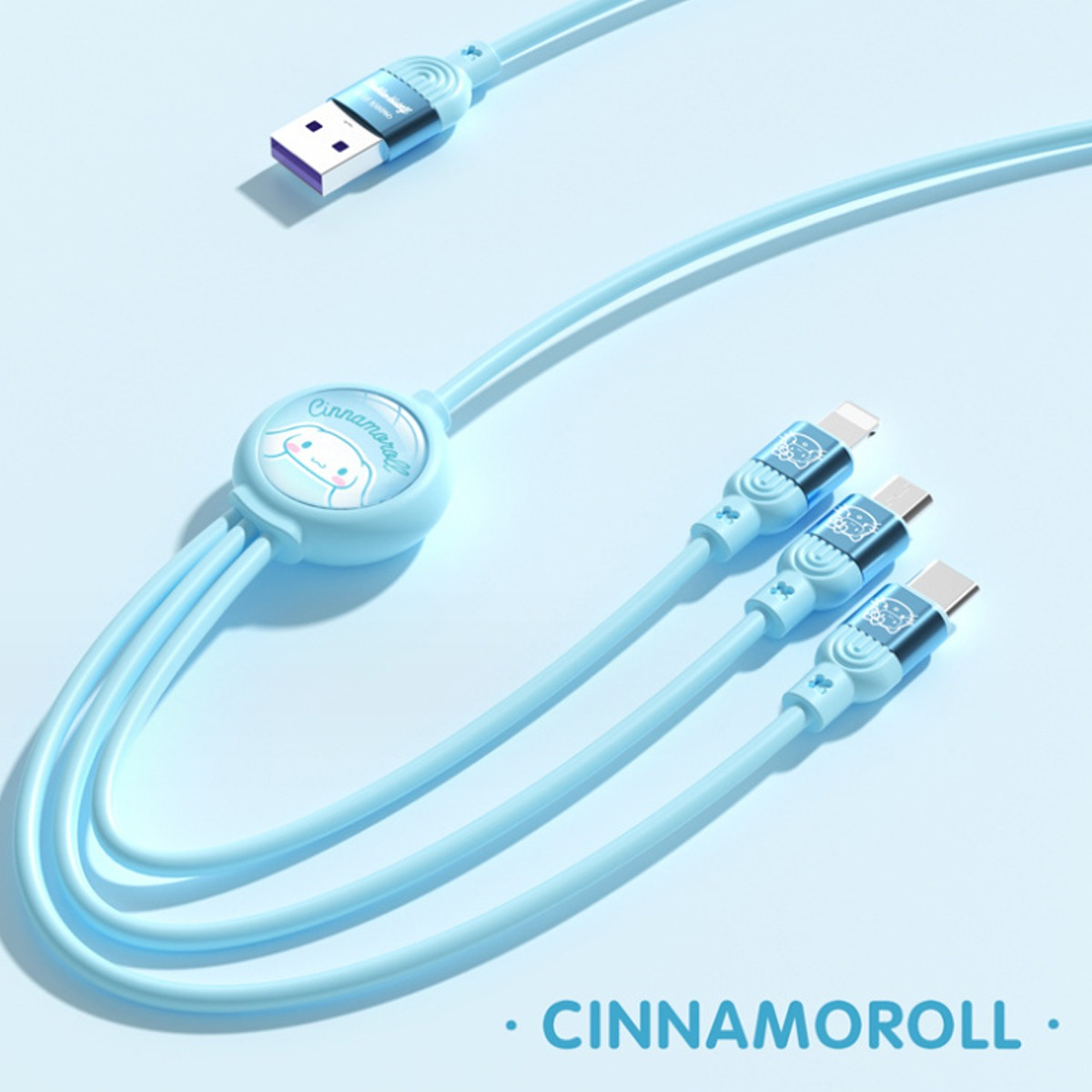 Cable de Carga Sanrio Cinnamoroll 3 en 1.