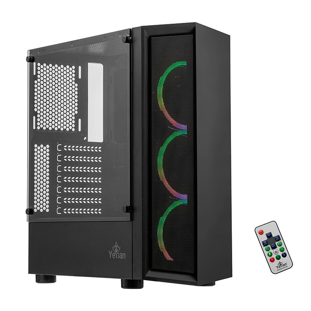 Gabinete Yeyian Ventle Master con Ventana, Midi-Tower, Micro ATX/ATX, USB 2.0/3.0, sin Fuente, 3 Ventiladores ARGB Instalados, Negro