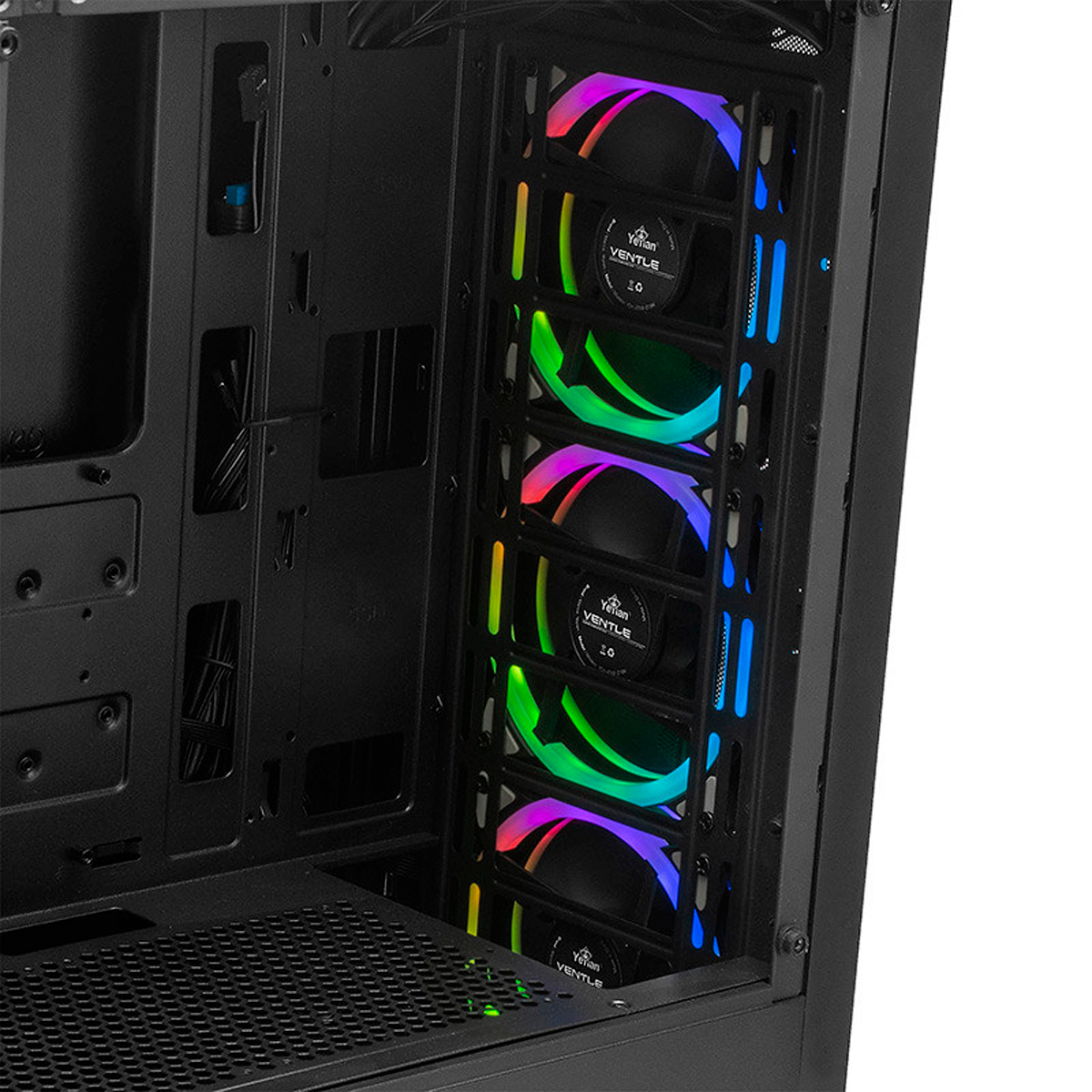 Gabinete Yeyian Ventle Master con Ventana, Midi-Tower, Micro ATX/ATX, USB 2.0/3.0, sin Fuente, 3 Ventiladores ARGB Instalados, Negro