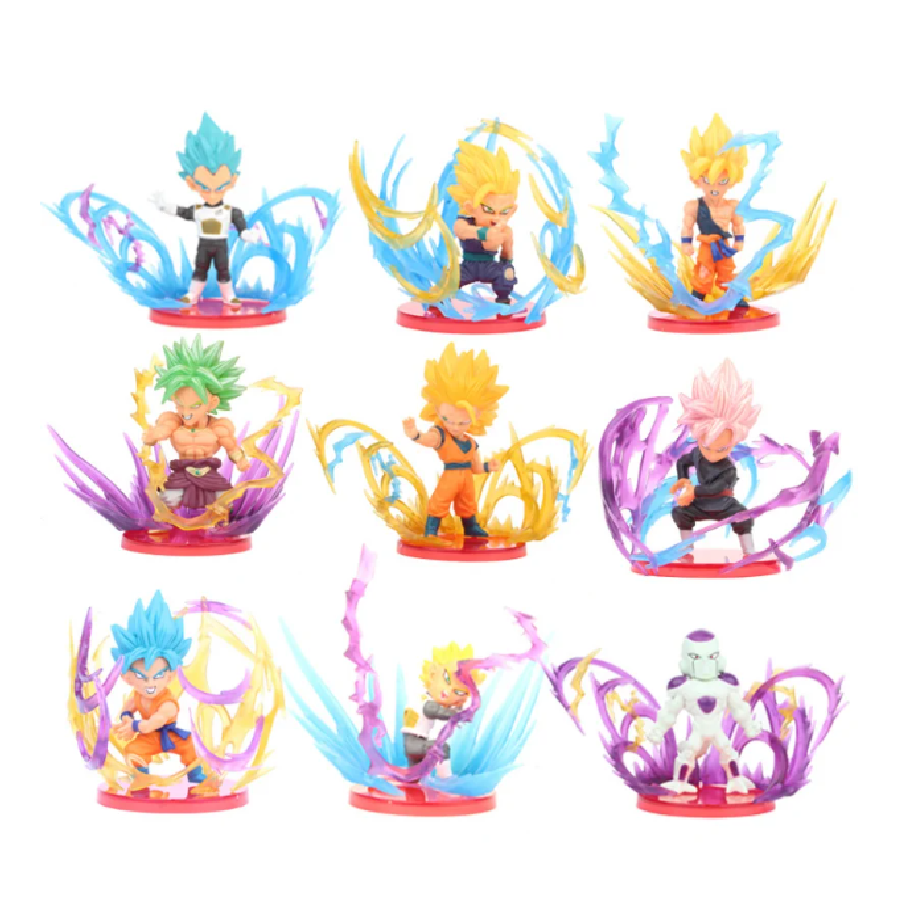 Kit 9 Figuras de Dragon Ball Z Juguetes de Super Saiyan, Son Goku, Gohan, Vegeta, Gogeta, Freezer, Black Goku, Broly