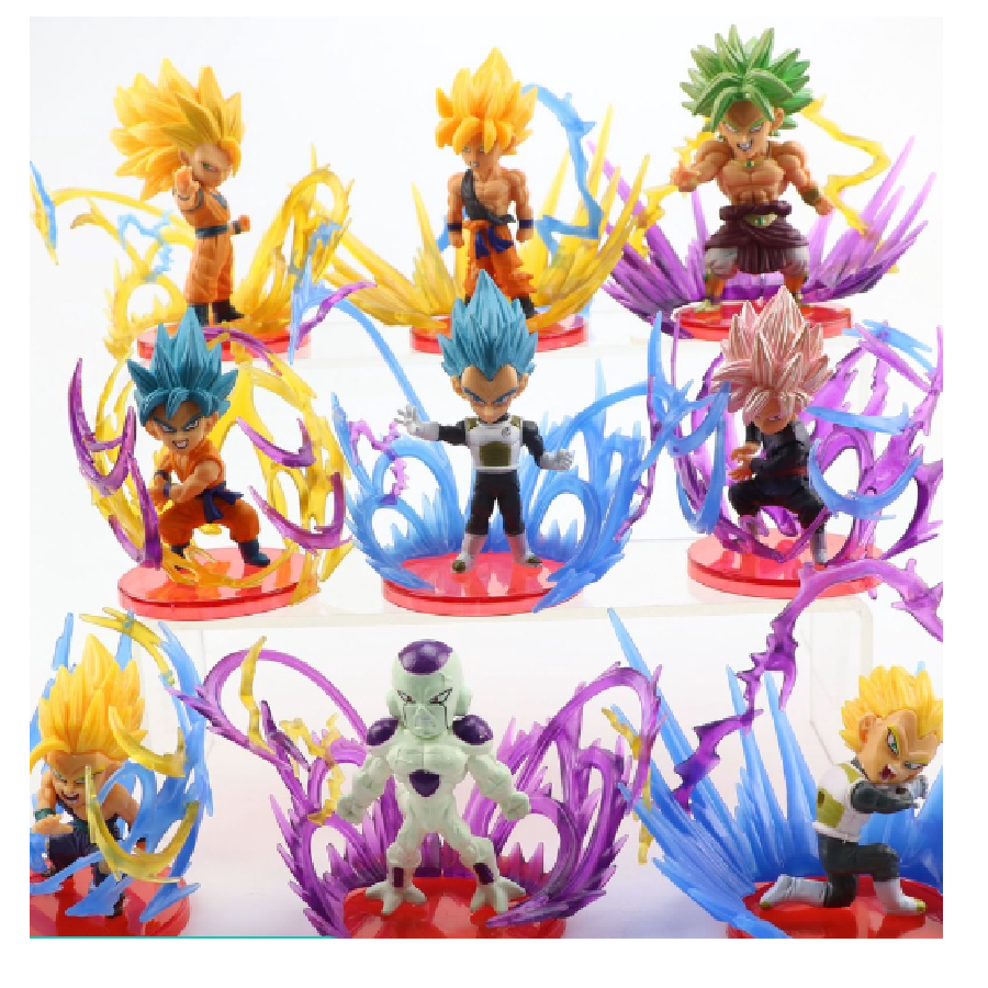 Kit 9 Figuras de Dragon Ball Z Juguetes de Super Saiyan, Son Goku, Gohan, Vegeta, Gogeta, Freezer, Black Goku, Broly