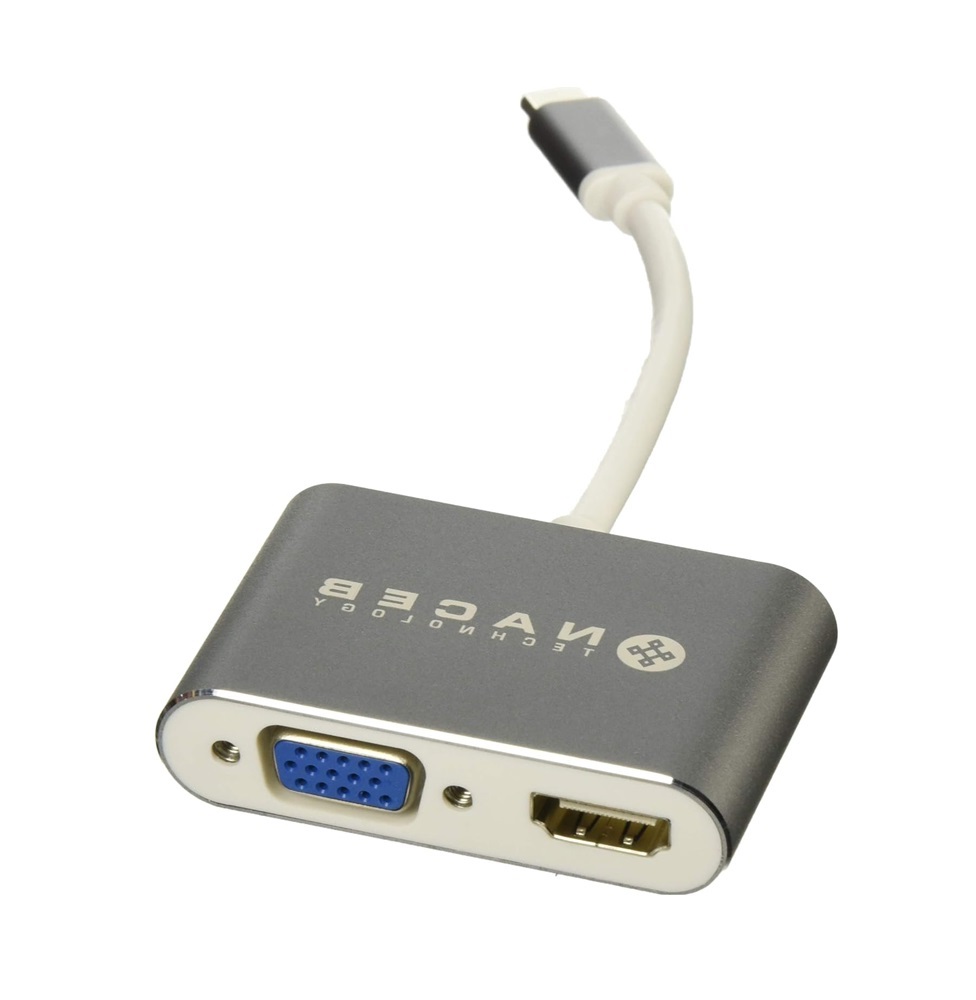 Adaptador USB 3.0 Macho - HDMI/VGA Hembra Naceb Gris/Blanco