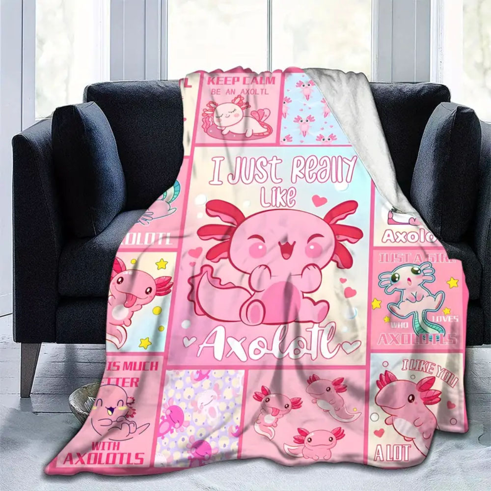 Frazada Ligera Con Diseño De Axolote 100 X 150 Cm Muy Suave