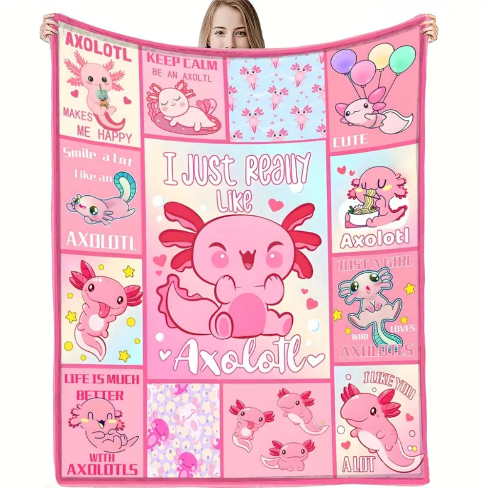 Frazada Ligera Con Diseño De Axolote 100 X 150 Cm Muy Suave