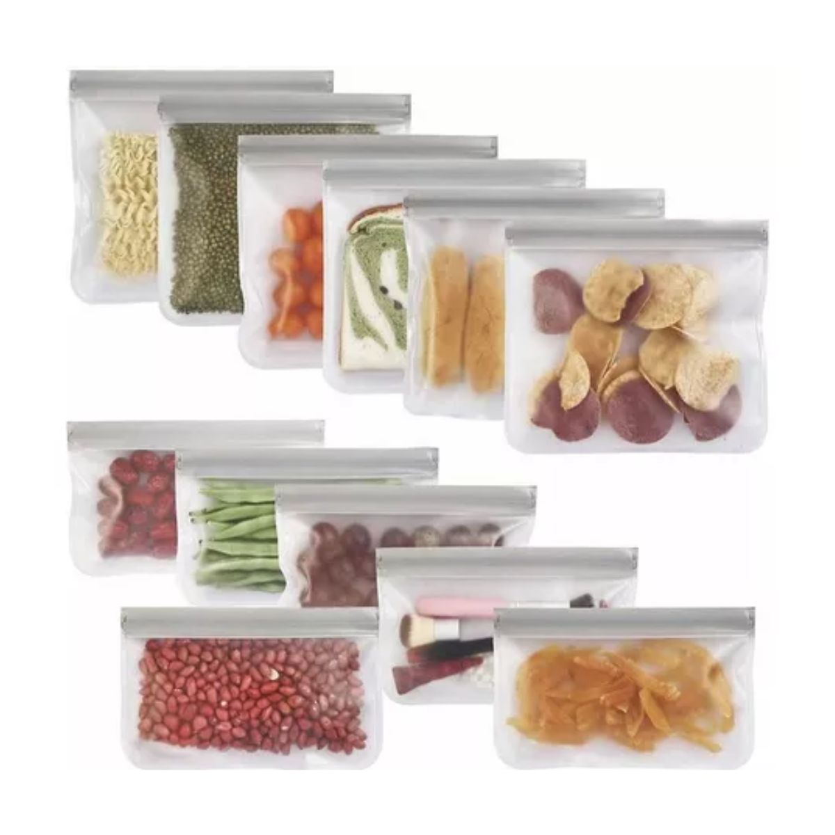 12 Pcs Bolsas De Silicona Reutilizables Para Alimentos transparente