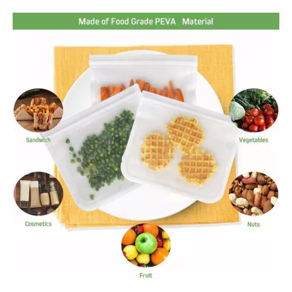 12 Pcs Bolsas De Silicona Reutilizables Para Alimentos transparente