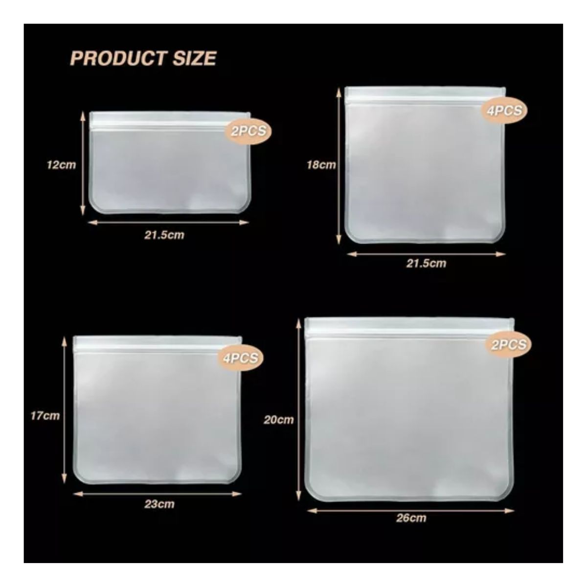 12 Pcs Bolsas De Silicona Reutilizables Para Alimentos transparente