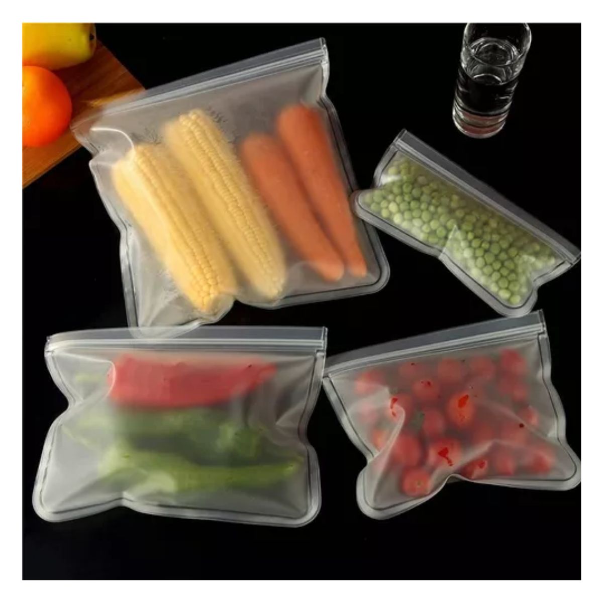 12 Pcs Bolsas De Silicona Reutilizables Para Alimentos transparente
