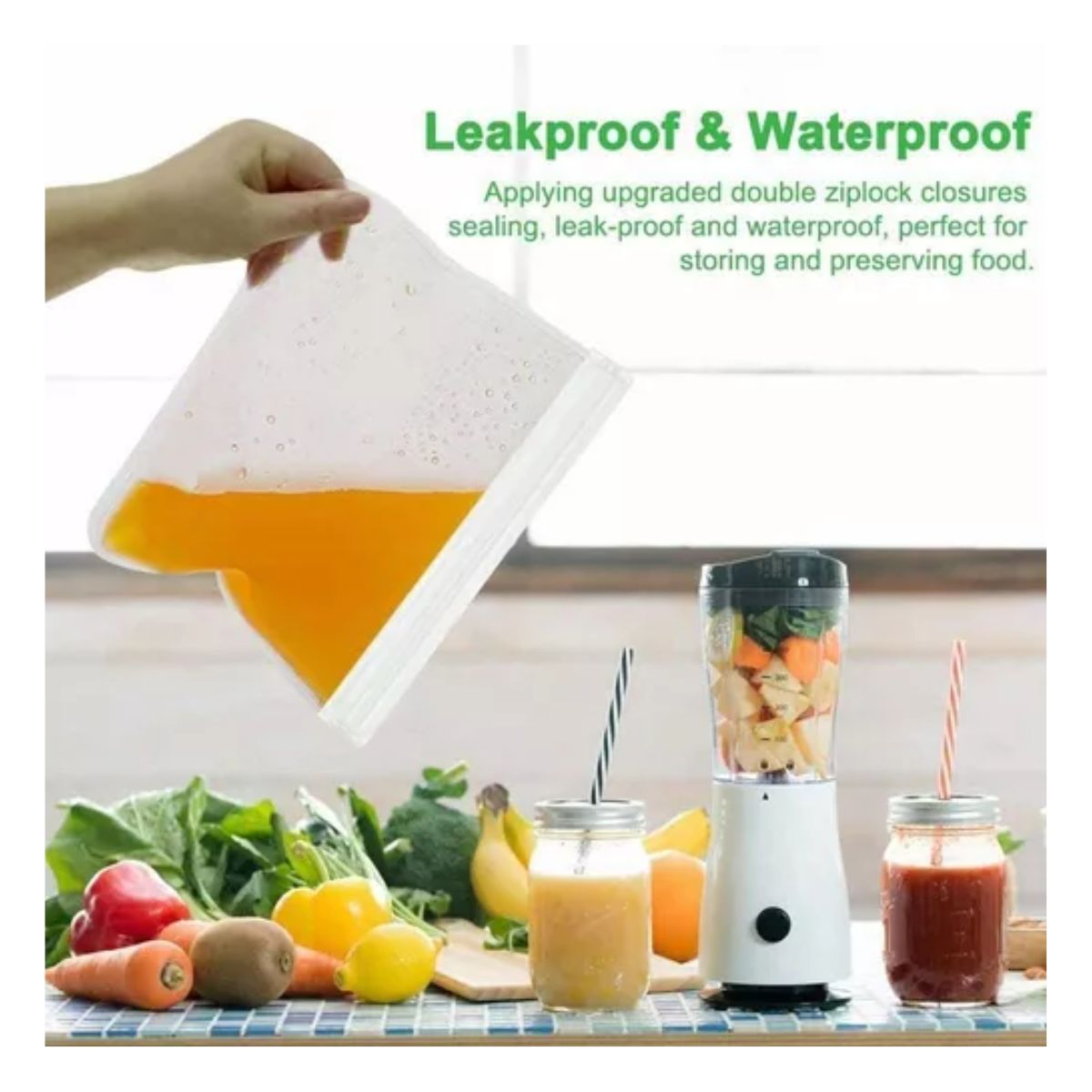 12 Pcs Bolsas De Silicona Reutilizables Para Alimentos transparente