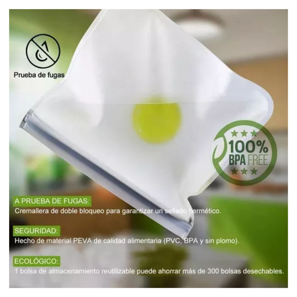 20 Pcs Bolsas De Silicona Reutilizables Para Alimentos transparente 