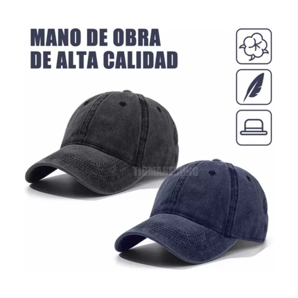 2pz Gorra De Béisbol Vintage De Algodón Con Sólido De Color Negro  azul marino