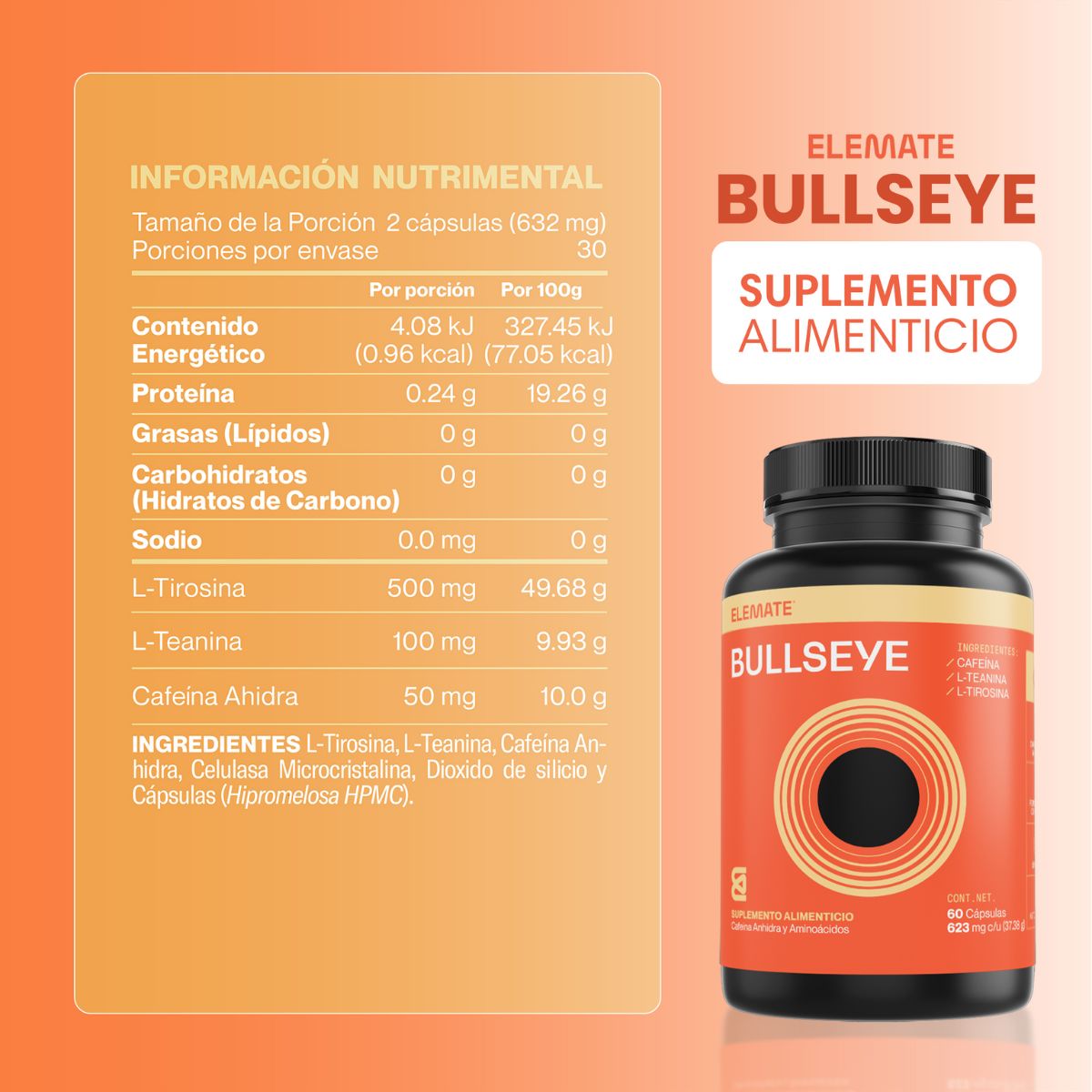 Suplementos a base de Magnesio L-Tirosina, Cafeína Anhidra, L-Teanina y Rhodiola. Pack x 2.  Incluye 60 Cápsulas Veganas