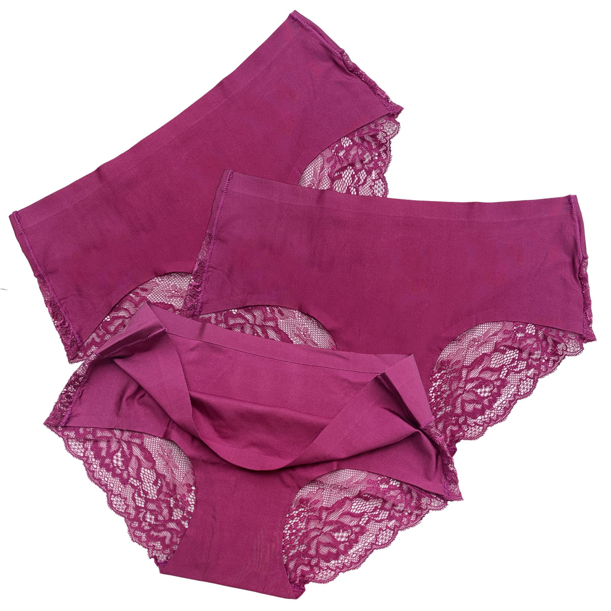 Pack 3 Panty Pantaletas Dama Encaje Satin Ropa Interior Sexy