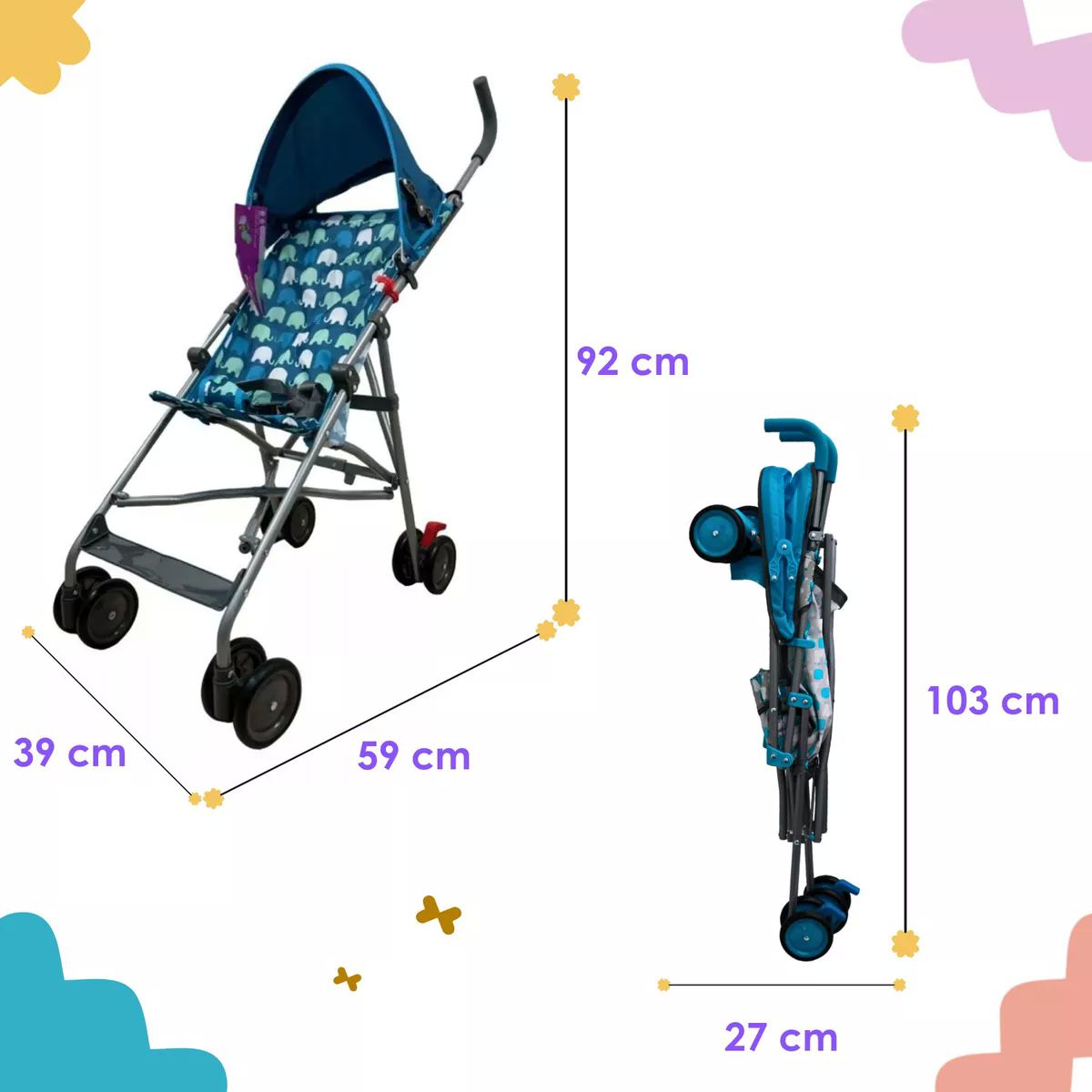 Carriola De Baston Plegable Ligera Parents Choice - Azul