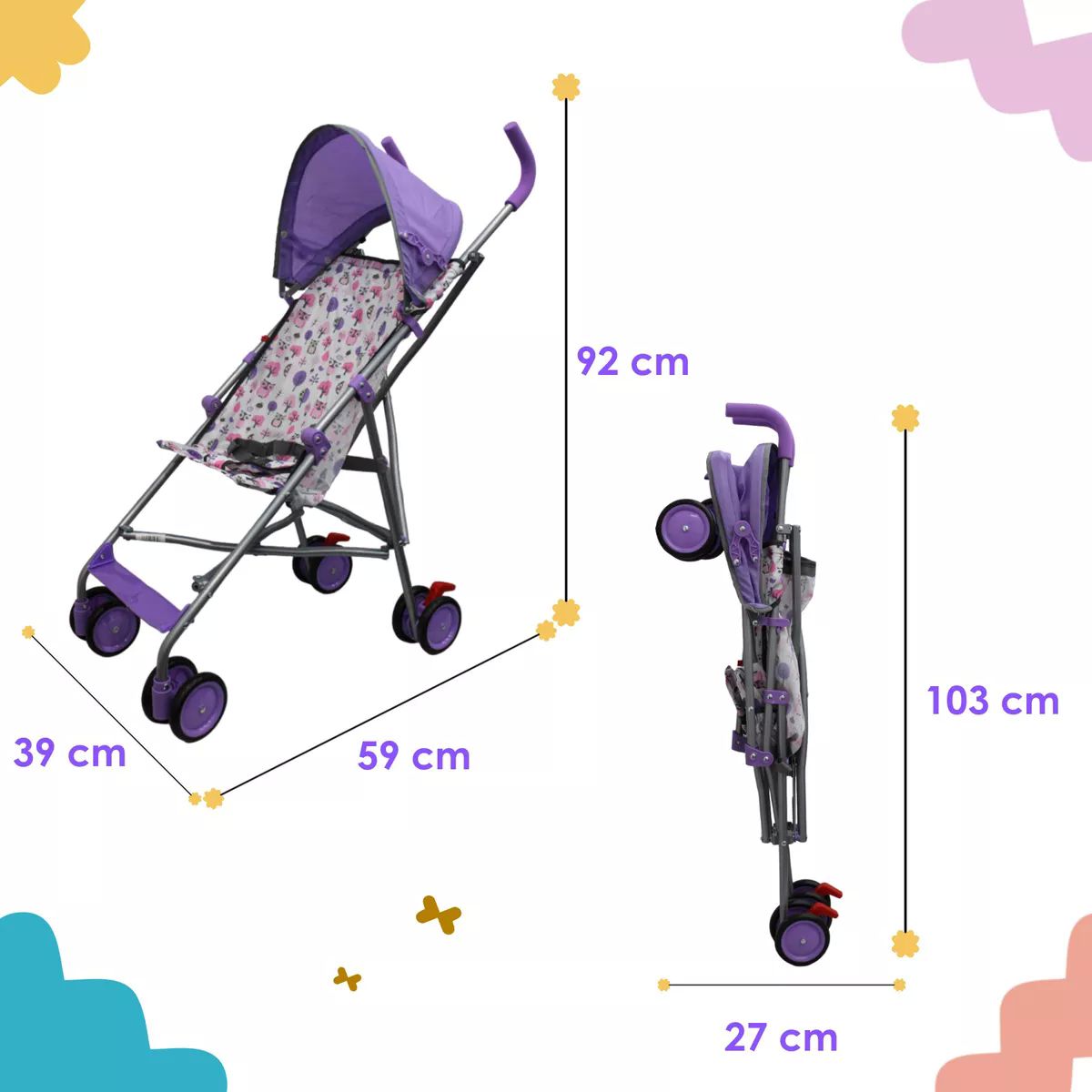 Carriola De Baston Plegable Ligera Parents Choice - Lila