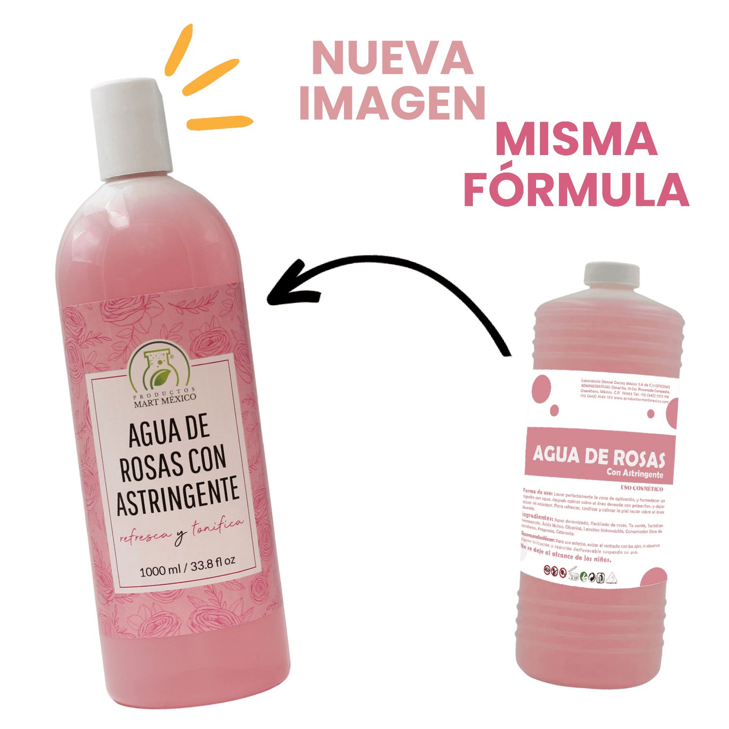 Agua De Rosas Con Astringente (1 Litro)