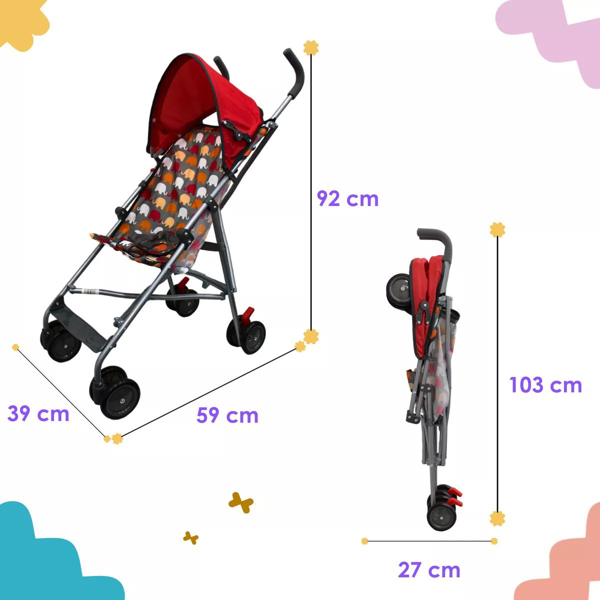 Carriola De Baston Plegable Ligera Parents Choice - Rojo