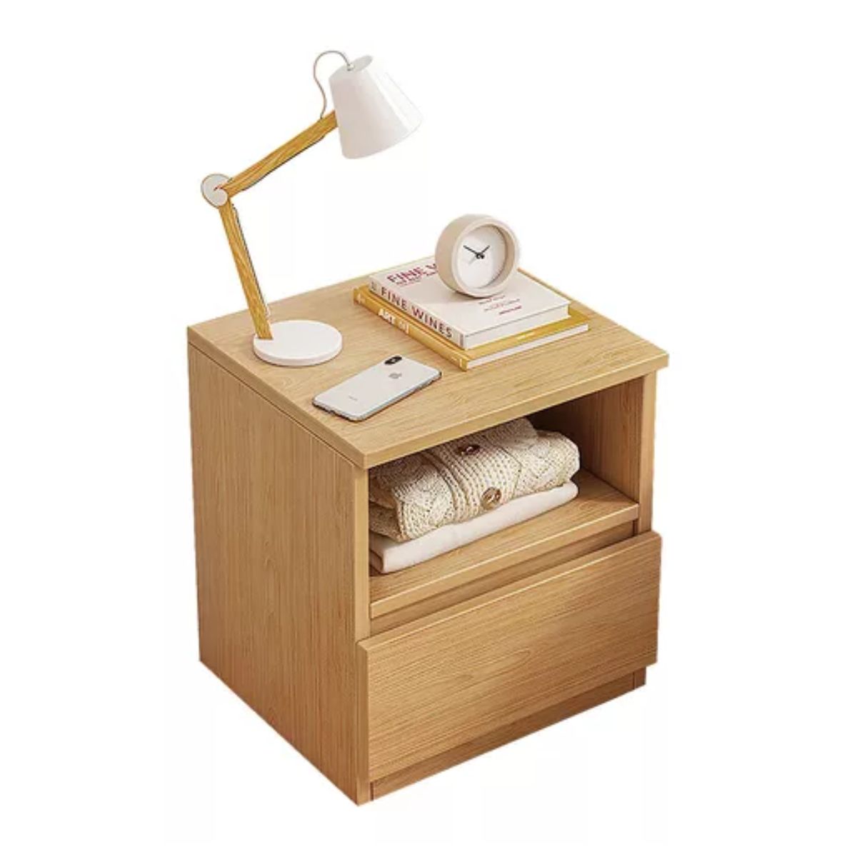Buró Minimalista Mesita De Noche Moderno Cajon Para Recamara Madera 