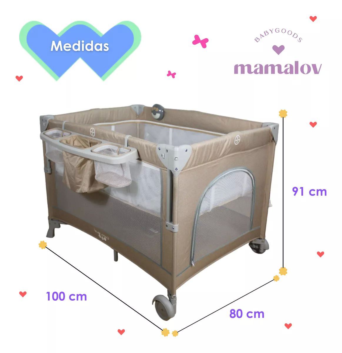 Cuna De Viaje Para Bebé Colecho Con Mosquitero Ts001 - Beige