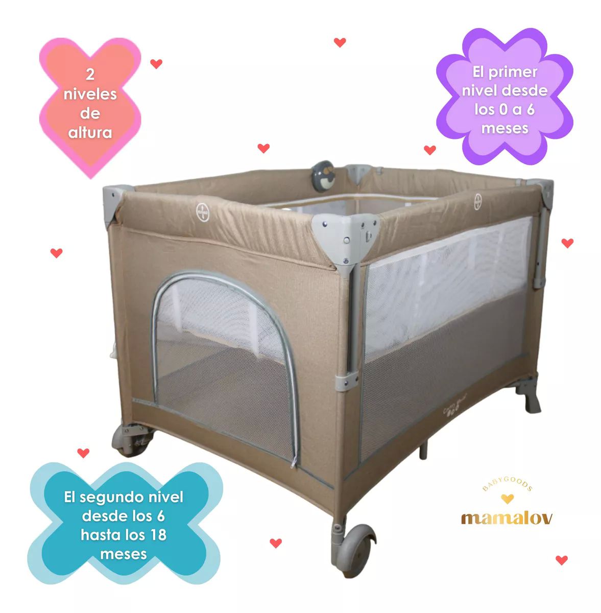 Cuna De Viaje Para Bebé Colecho Con Mosquitero Ts001 - Beige