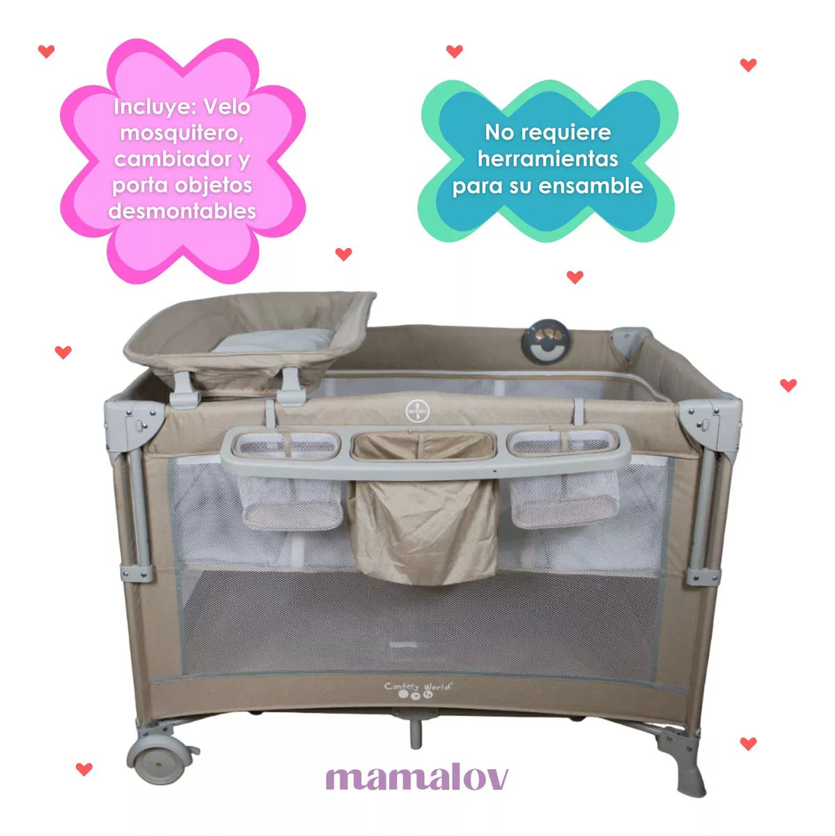 Cuna De Viaje Para Bebé Colecho Con Mosquitero Ts001 - Beige