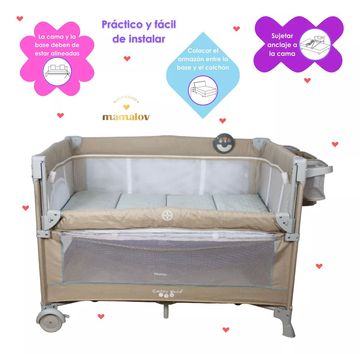 Cuna De Viaje Para Bebé Colecho Con Mosquitero Ts001 - Beige